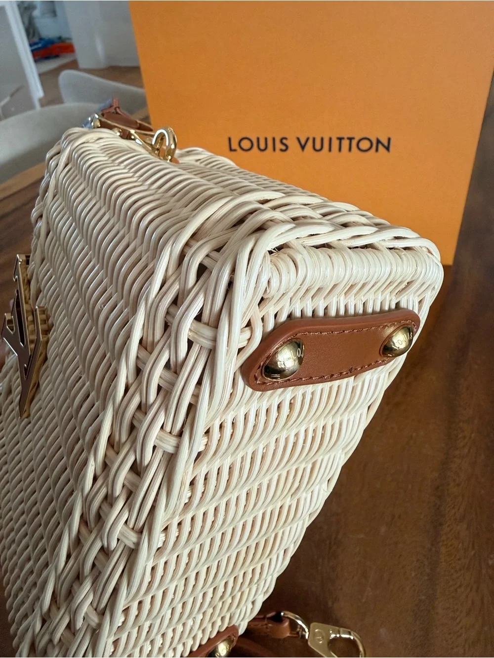 Louis Vuitton Brown Cognac Wicker Capucines Mini Handbag